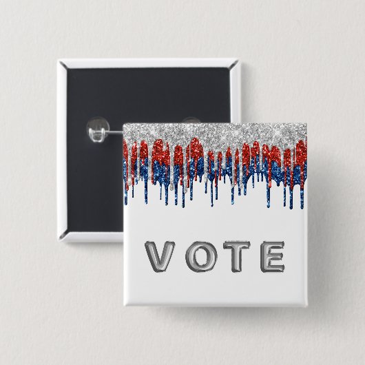 Patriotic Glitter Drip Border Vote 缶バッジ (正面&裏面)
