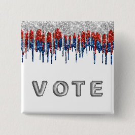 Patriotic Glitter Drip Border Vote 缶バッジ
