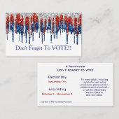 Patriotic Glitter Drip Border Vote Reminder 名刺 (正面/裏面)