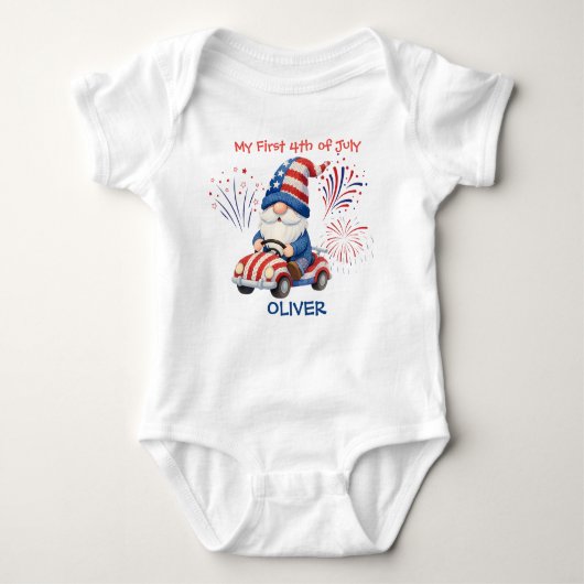 Patriotic Gnome First 4th ベビーボディスーツ (正面)