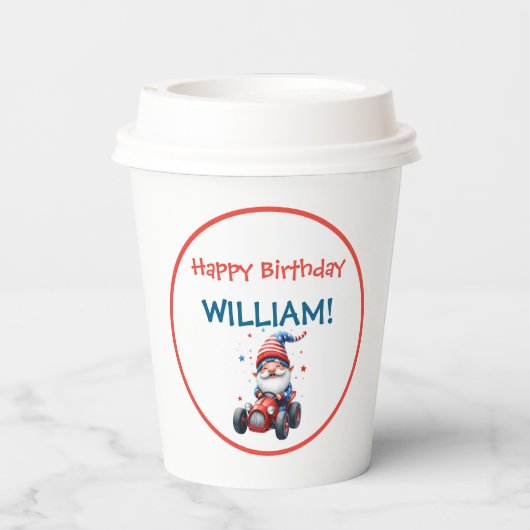 Patriotic Gnome Kid's Birthday 紙コップ (裏面)