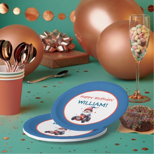 Patriotic Gnome Red Car 5th Birthday ペーパープレート (複数)