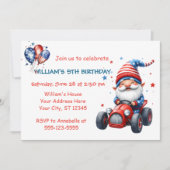 Patriotic Gnome Red Car 5th Birthday Invitation 招待状 (正面)