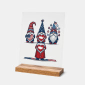 Patriotic Gnome Trio Vintage Vector Design_1 アクリルサイン (傾斜)