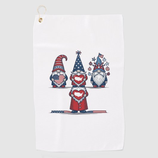 Patriotic Gnome Trio Vintage Vector Design_1 ゴルフタオル (正面)