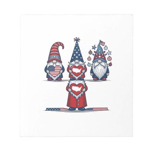 Patriotic Gnome Trio Vintage Vector Design_1 ノートパッド (正面)