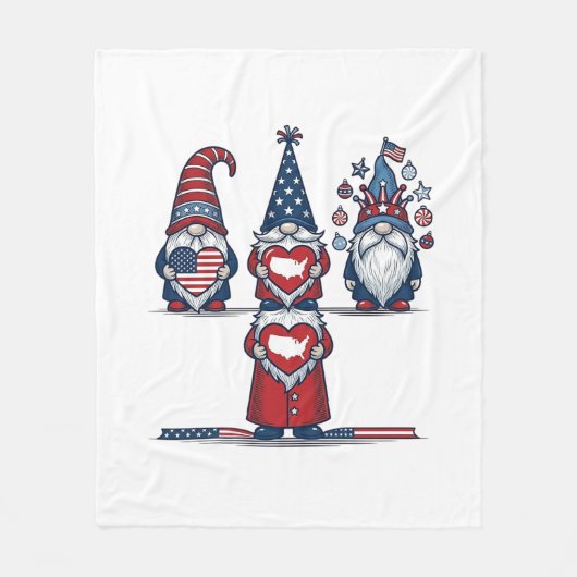 Patriotic Gnome Trio Vintage Vector Design_1 フリースブランケット (正面)