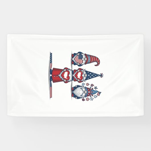Patriotic Gnome Trio Vintage Vector Design_1 横断幕 (横)
