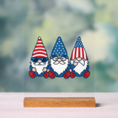 Patriotic Gnome Trio Vintage Vector Shirt Design_1 アクリルサイン (ニュートラル)