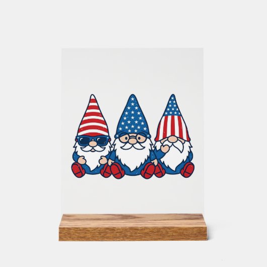 Patriotic Gnome Trio Vintage Vector Shirt Design_1 アクリルサイン (正面)