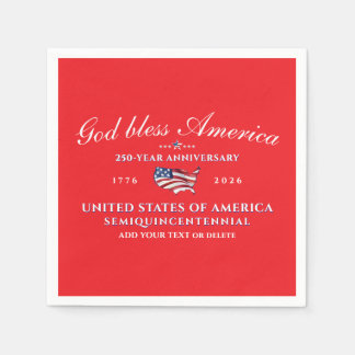 Patriotic God Bless America 250 Semiquincentennial スタンダードカクテルナプキン