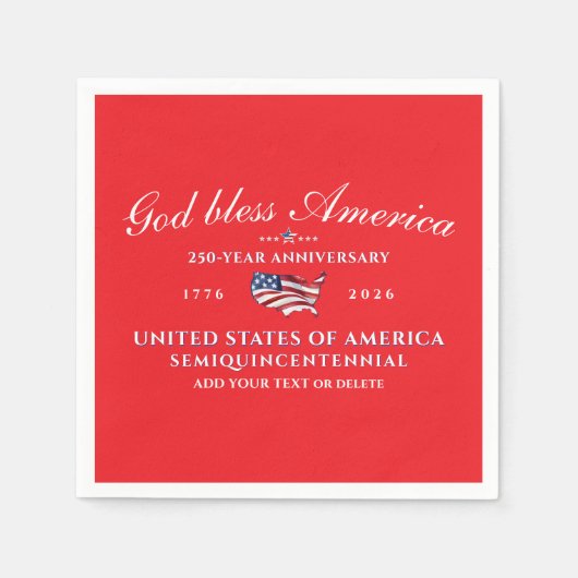 Patriotic God Bless America 250 Semiquincentennial スタンダードカクテルナプキン (正面)