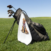 Patriotic Golden Dog Vintage Engraving Shirt 2 ゴルフタオル (グリーン)