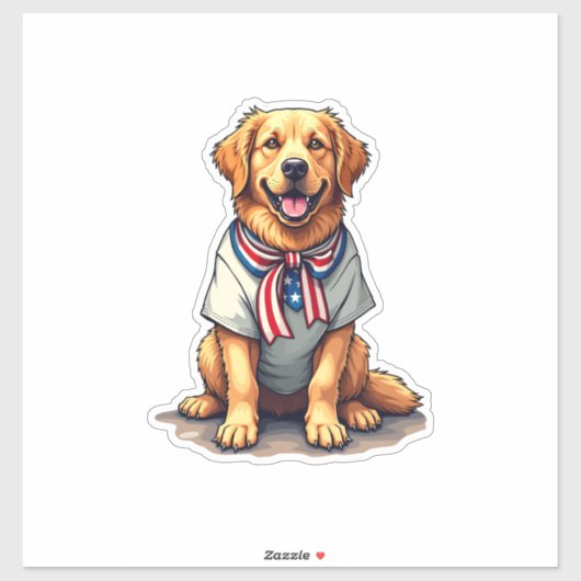 Patriotic Golden Dog Vintage Engraving Shirt 2 シール (シート)
