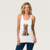 Patriotic Golden Dog Vintage Engraving Shirt 2 タンクトップ (正面フル)