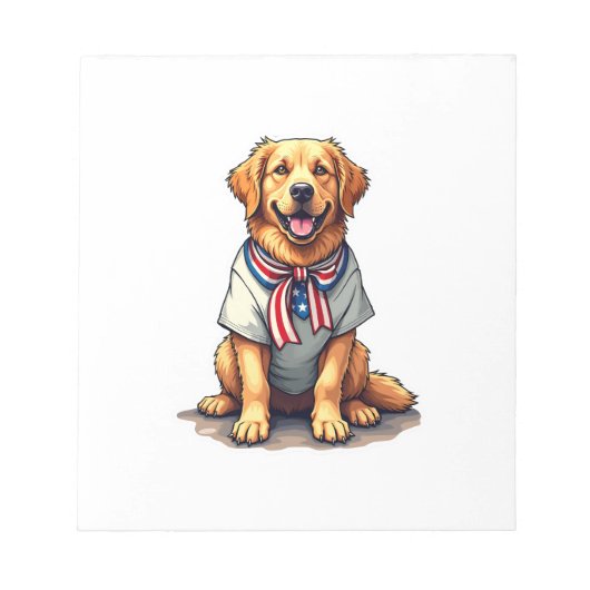 Patriotic Golden Dog Vintage Engraving Shirt 2 ノートパッド (正面)