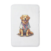 Patriotic Golden Dog Vintage Engraving Shirt 2 バスマット (正面縦)