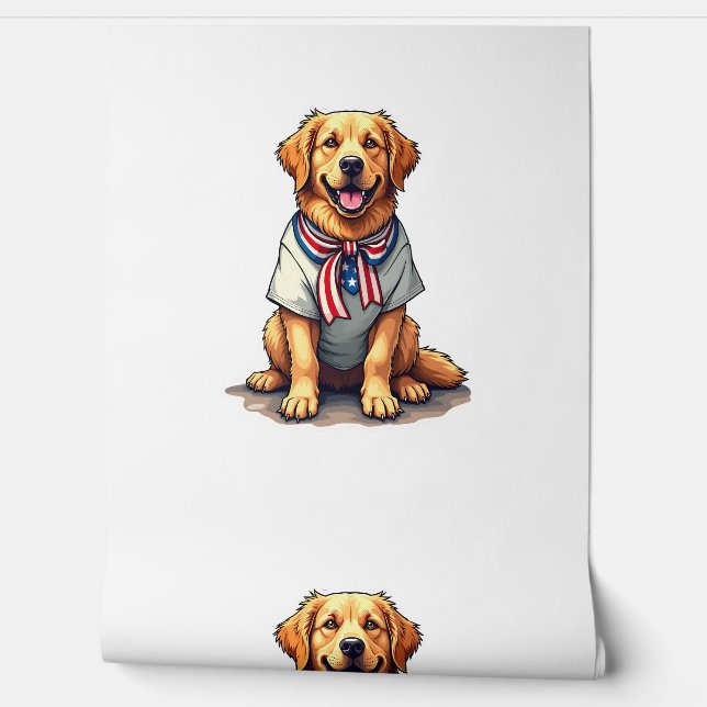 Patriotic Golden Dog Vintage Engraving Shirt 2 壁紙 (ほどく)