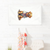 Patriotic Golden Dog Vintage Engraving Shirt 2 横断幕 (インサイチュ)