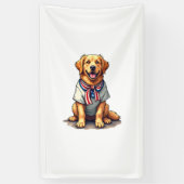 Patriotic Golden Dog Vintage Engraving Shirt 2 横断幕 (縦)