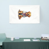 Patriotic Golden Dog Vintage Engraving Shirt 2 横断幕 (トレードショー)