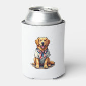 Patriotic Golden Dog Vintage Engraving Shirt 2 缶クーラー (缶正面)