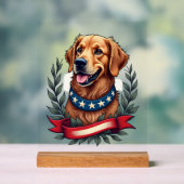 Patriotic Golden Retriever Americana Art Tee 2 アクリルサイン (ニュートラル)