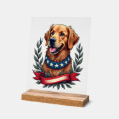 Patriotic Golden Retriever Americana Art Tee 2 アクリルサイン (傾斜)