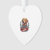 Patriotic Golden Retriever Americana Art Tee 2 オーナメント (正面)