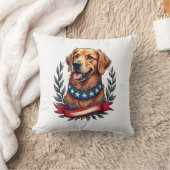 Patriotic Golden Retriever Americana Art Tee 2 クッション (ブランケット)