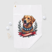 Patriotic Golden Retriever Americana Art Tee 2 ゴルフタオル (インサイチュ)