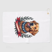 Patriotic Golden Retriever Americana Art Tee 2 ゴルフタオル (横)