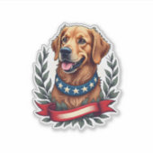 Patriotic Golden Retriever Americana Art Tee 2 シール (正面)