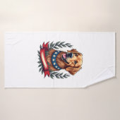 Patriotic Golden Retriever Americana Art Tee 2 バスタオル (バスタオル)