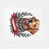 Patriotic Golden Retriever Americana Art Tee 2 フリースブランケット (正面(横))