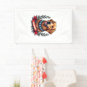 Patriotic Golden Retriever Americana Art Tee 2 横断幕 (インサイチュ)