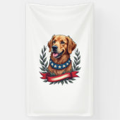 Patriotic Golden Retriever Americana Art Tee 2 横断幕 (縦)