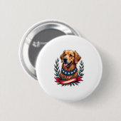 Patriotic Golden Retriever Americana Art Tee 2 缶バッジ (正面&裏面)