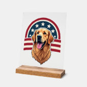 Patriotic Golden Retriever Arc Layout Shirt 2 アクリルサイン (傾斜)
