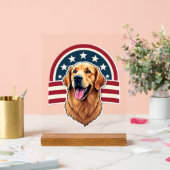 Patriotic Golden Retriever Arc Layout Shirt 2 アクリルサイン (ウェディング)