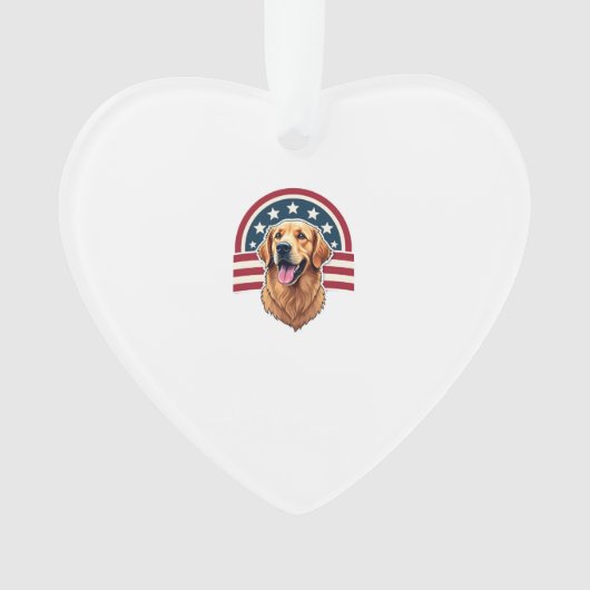 Patriotic Golden Retriever Arc Layout Shirt 2 オーナメント (正面)