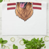 Patriotic Golden Retriever Arc Layout Shirt 2 キッチンタオル (折り畳み)