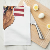 Patriotic Golden Retriever Arc Layout Shirt 2 キッチンタオル (四つ折り)