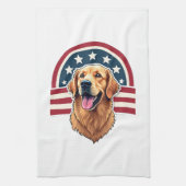 Patriotic Golden Retriever Arc Layout Shirt 2 キッチンタオル (縦)