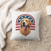 Patriotic Golden Retriever Arc Layout Shirt 2 クッション (ブランケット)