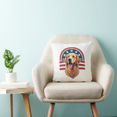 Patriotic Golden Retriever Arc Layout Shirt 2 クッション (椅子)