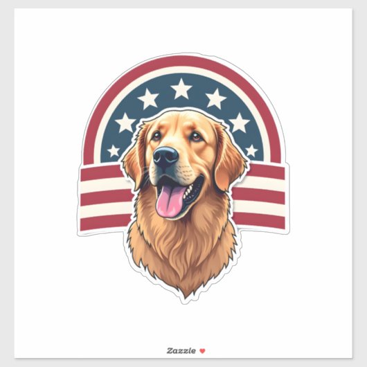 Patriotic Golden Retriever Arc Layout Shirt 2 シール (シート)