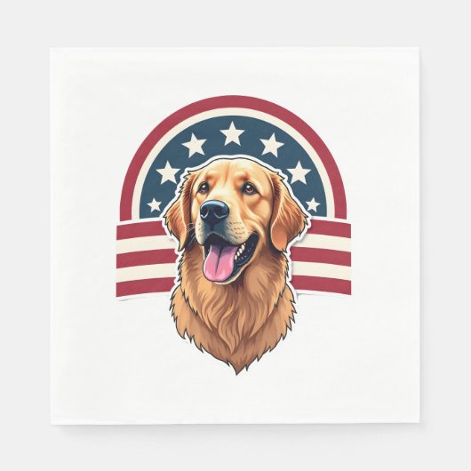 Patriotic Golden Retriever Arc Layout Shirt 2 スタンダードランチョンナプキン (正面)