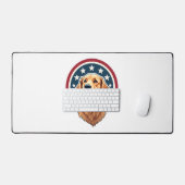 Patriotic Golden Retriever Arc Layout Shirt 2 デスクマット (キーボード&マウス)