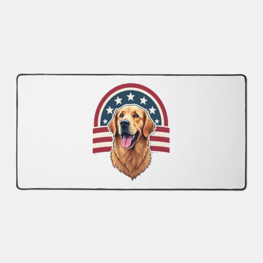 Patriotic Golden Retriever Arc Layout Shirt 2 デスクマット (正面)